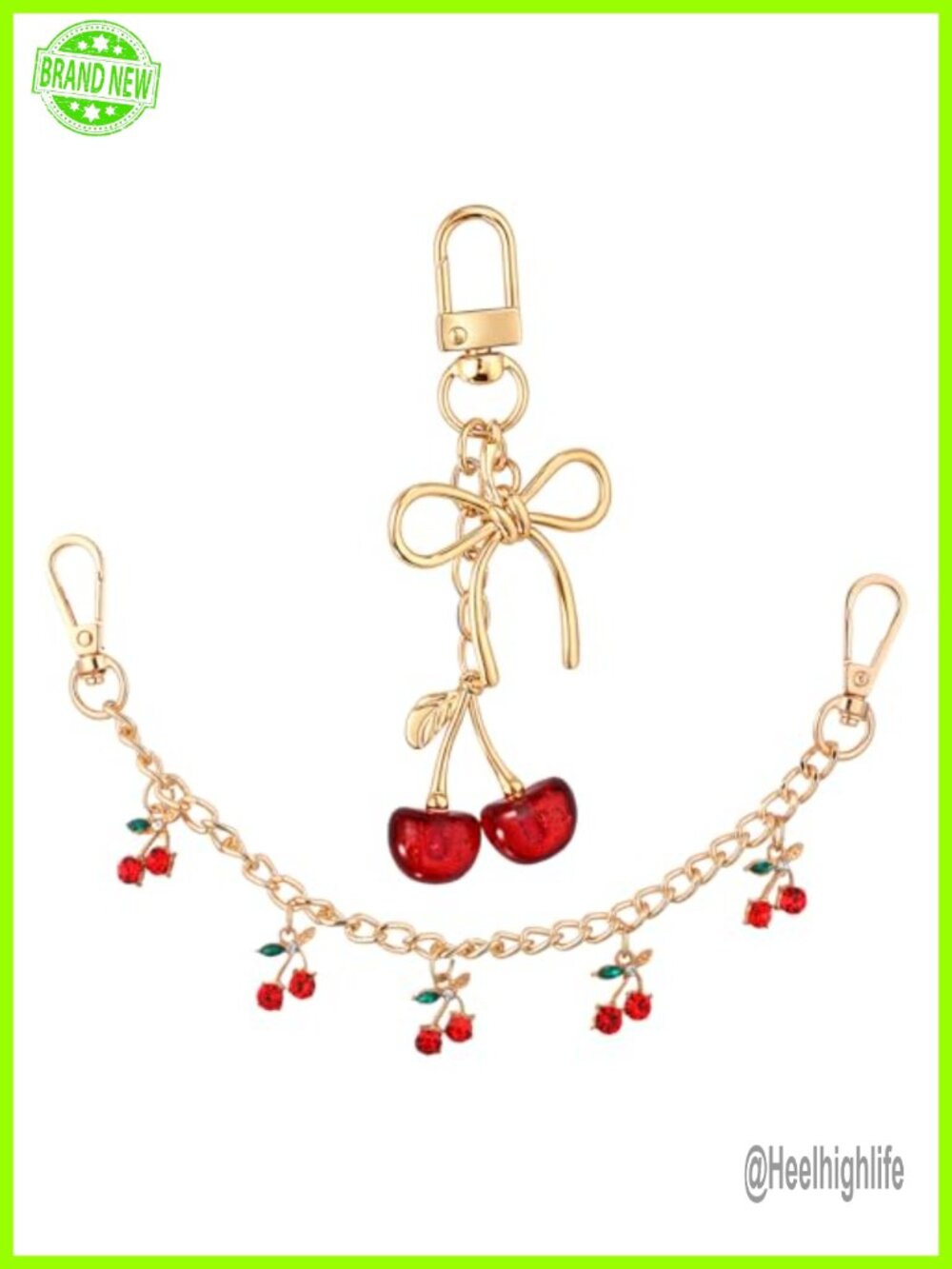 Cherry Keychain Bag Charm Set Acrylic Zinc Alloy Purse Accessory